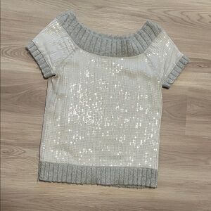 Alice + Olivia Sequin Sweater - Gray and White